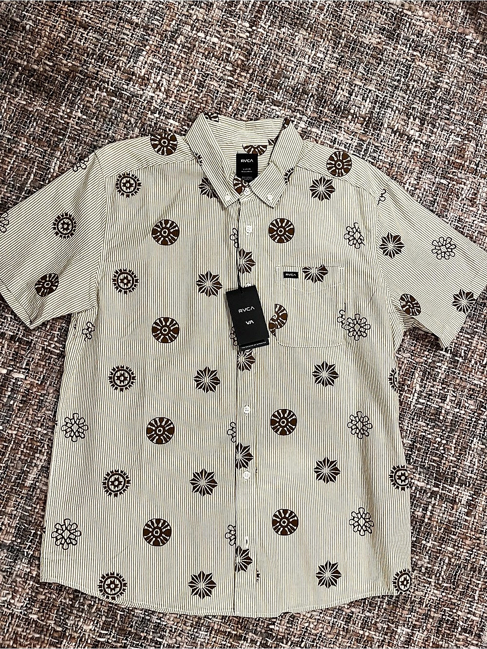 RVCA Endless Seersucker Short Sleeve Shirt Men's Large